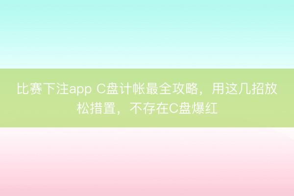 比赛下注app C盘计帐最全攻略，用这几招放松措置，不存在C盘爆红
