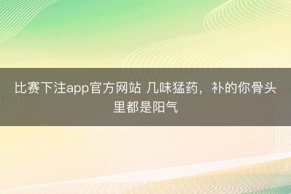 比赛下注app官方网站 几味猛药，补的你骨头里都是阳气