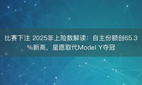 比赛下注 2025年上险数解读：自主份额创65.3%新高，星愿取代Model Y夺冠
