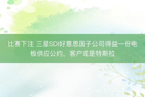 比赛下注 三星SDI好意思国子公司得益一份电板供应公约，客户或是特斯拉