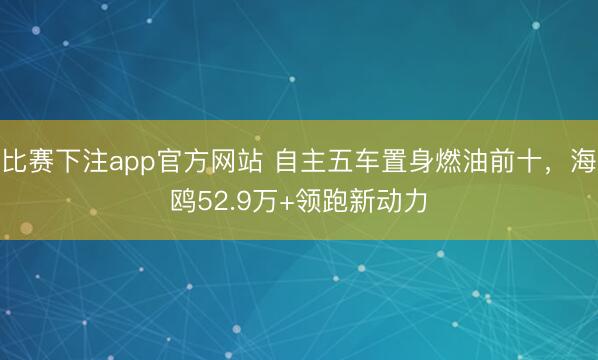 比赛下注app官方网站 自主五车置身燃油前十，海鸥52.9万+领跑新动力