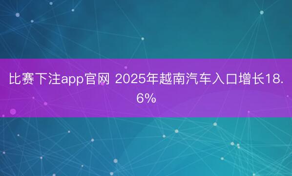 比赛下注app官网 2025年越南汽车入口增长18.6%
