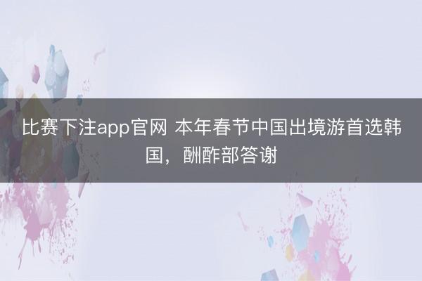 比赛下注app官网 本年春节中国出境游首选韩国，酬酢部答谢