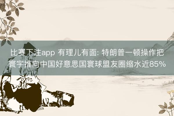比赛下注app 有理儿有面: 特朗普一顿操作把寰宇推向中国好意思国寰球盟友圈缩水近85%
