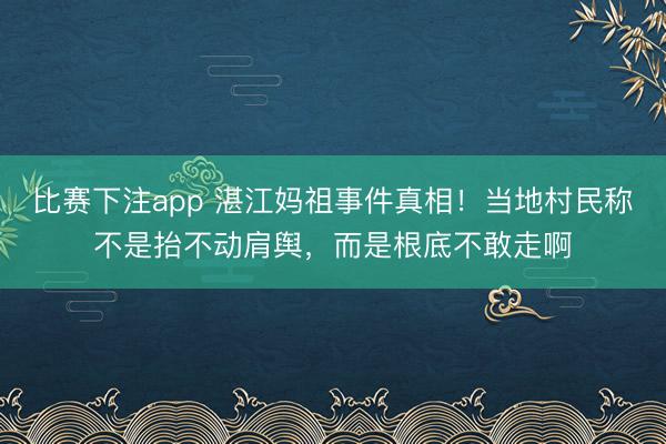 比赛下注app 湛江妈祖事件真相！当地村民称不是抬不动肩舆，而是根底不敢走啊