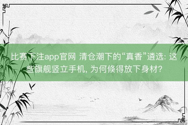 比赛下注app官网 清仓潮下的“真香”遴选: 这些旗舰竖立手机， 为何倏得放下身材?