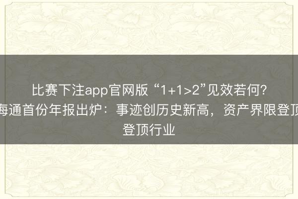 比赛下注app官网版 “1+1>2”见效若何？国泰海通首份年报出炉：事迹创历史新高，资产界限登顶行业