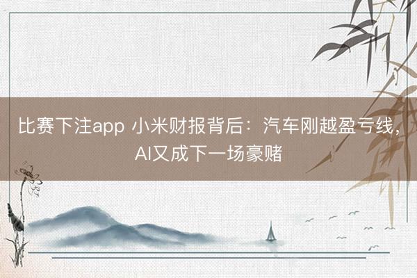 比赛下注app 小米财报背后：汽车刚越盈亏线，AI又成下一场豪赌