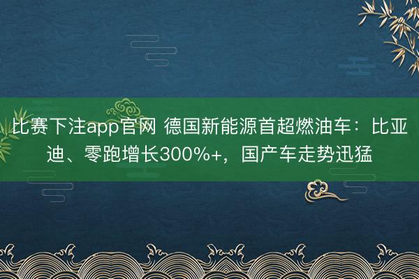 比赛下注app官网 德国新能源首超燃油车:比亚迪、零跑增长300%+,国产车走势迅猛