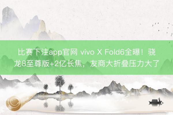 比赛下注app官网 vivo X Fold6全曝!骁龙8至尊版+2亿长焦,友商大折叠压力大了
