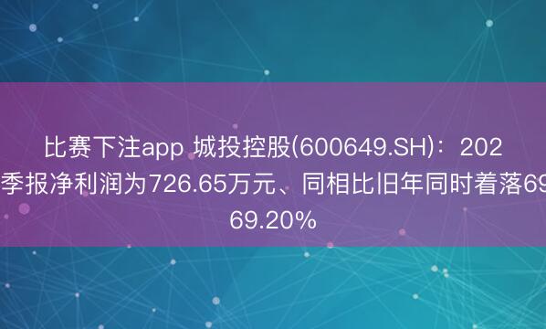 比赛下注app 城投控股(600649.SH)：2026年一季报净利润为726.65万元、同相比旧年同时着落69.20%