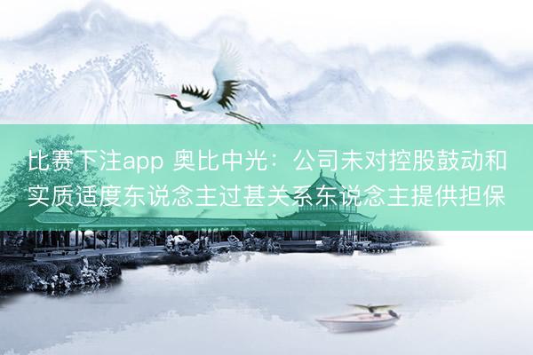 比赛下注app 奥比中光：公司未对控股鼓动和实质适度东说念主过甚关系东说念主提供担保