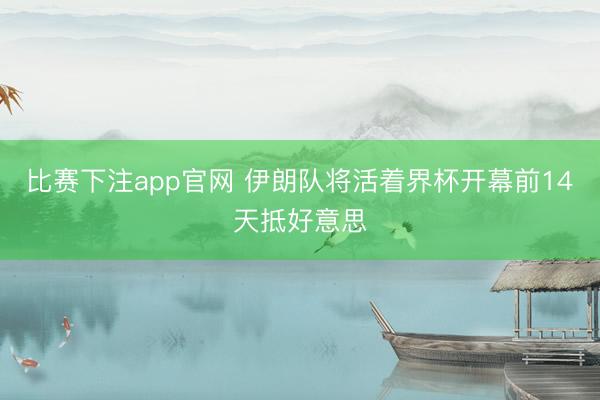 比赛下注app官网 伊朗队将活着界杯开幕前14天抵好意思
