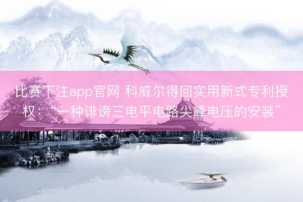 比赛下注app官网 科威尔得回实用新式专利授权：“一种诽谤三电平电路尖峰电压的安装”