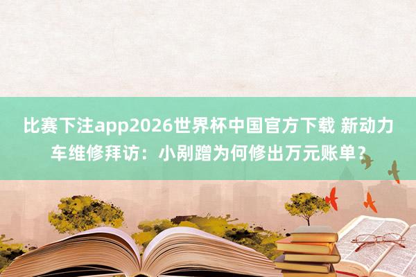 比赛下注app2026世界杯中国官方下载 新动力车维修拜访：小剐蹭为何修出万元账单？
