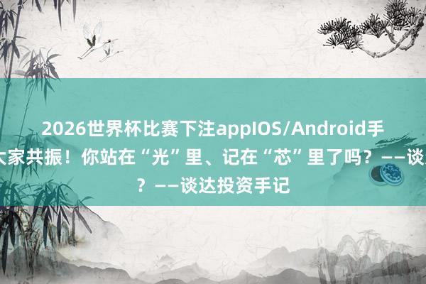 2026世界杯比赛下注appIOS/Android手机版下载 大家共振!你站在“光”里、记在“芯”里了吗?——谈达投资手记