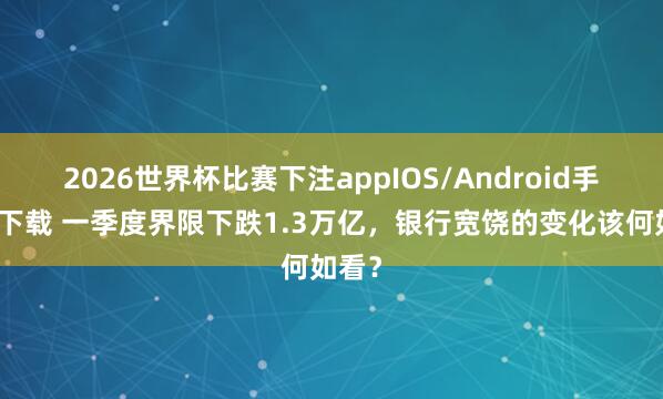 2026世界杯比赛下注appIOS/Android手机版下载 一季度界限下跌1.3万亿，银行宽饶的变化该何如看？