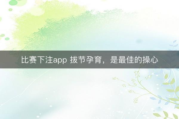 比赛下注app 拔节孕育，是最佳的操心
