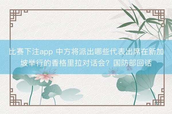 比赛下注app 中方将派出哪些代表出席在新加坡举行的香格里拉对话会？国防部回话