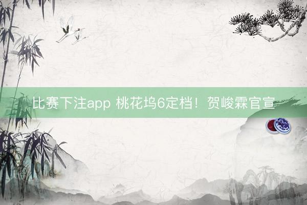 比赛下注app 桃花坞6定档！贺峻霖官宣