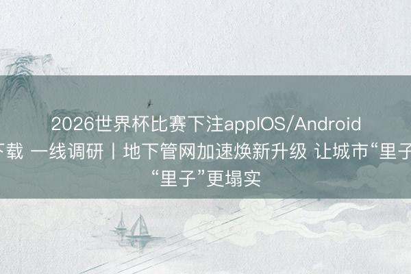 2026世界杯比赛下注appIOS/Android手机版下载 一线调研丨地下管网加速焕新升级 让城市“里子”更塌实