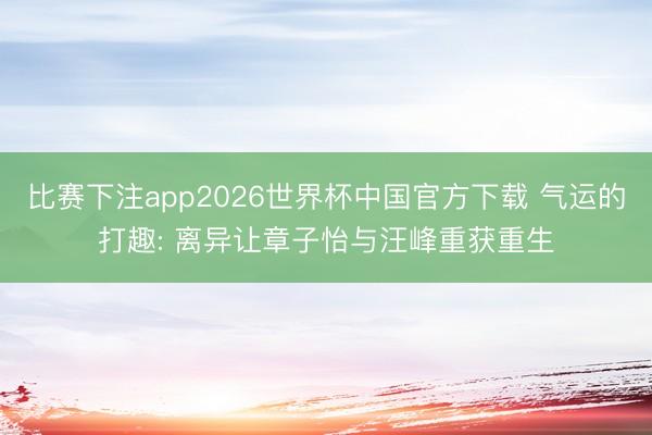 比赛下注app2026世界杯中国官方下载 气运的打趣: 离异让章子怡与汪峰重获重生