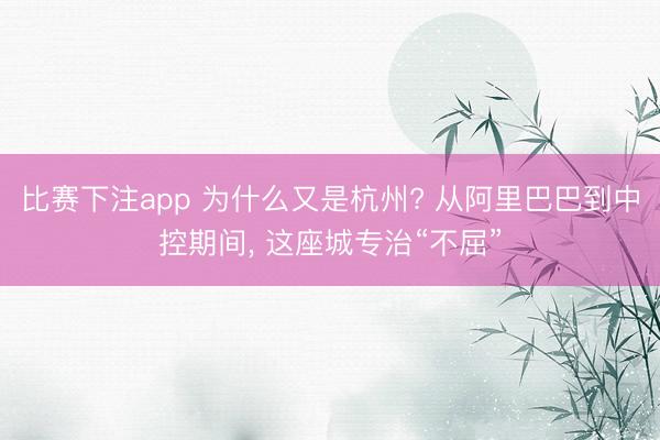 比赛下注app 为什么又是杭州? 从阿里巴巴到中控期间， 这座城专治“不屈”